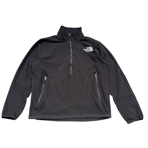 The North Face Mens Pullover Fleece Jacket Half Zip Black Large Pockets - Picture 1 of 7